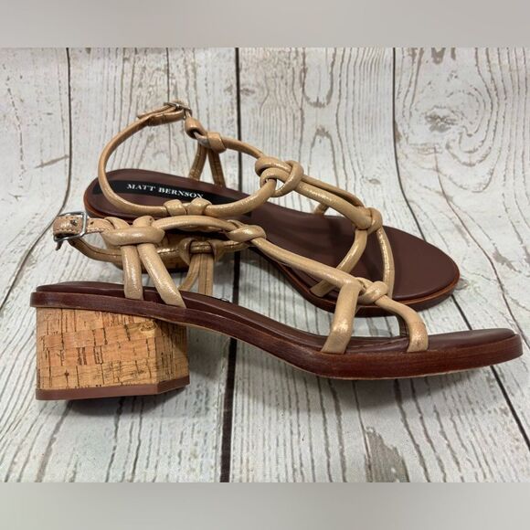 Matt Bernson Elba Sandals Rose Gold Knot Strap Block Heel Sundance Size 10 - Picture 2 of 10